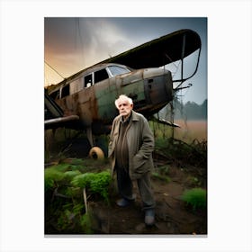 Old Man With Plane Canvas Print