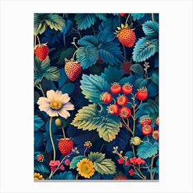 Strawberry Wallpaper Inspired By William Morris Canvas Print