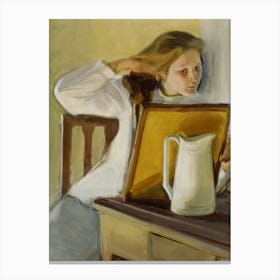 Girl Straightening Her Hair, 1902, By Magnus Enckell Canvas Print