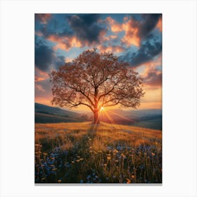 Lone Tree At Sunset Canvas Print