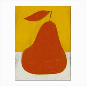 Red Pear Fruit In Yellow Kitchen Canvas Print