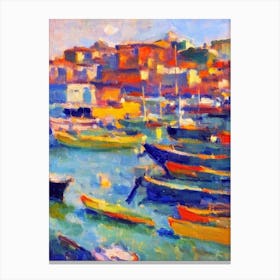 Port Of Palermo Italy Brushwork Painting harbour Canvas Print
