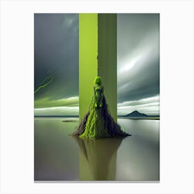 Girl In A Green Dress Canvas Print