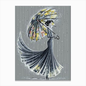 Lady In The Rain Canvas Print