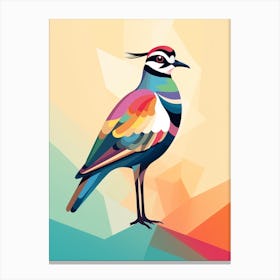 Colourful Geometric Bird Lapwing 1 Canvas Print