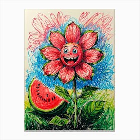 Watermelon Flower Canvas Print