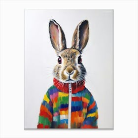 Baby Animal Wearing Sweater Hare 1 Canvas Print