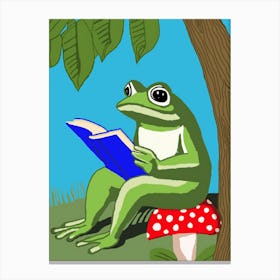 Frog Reading A Book Canvas Print