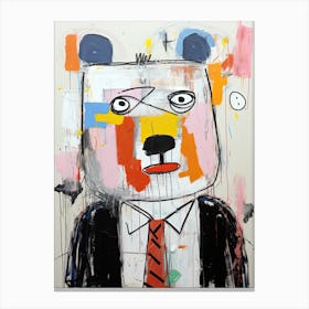 Bear In A Suit Basquiat style street Canvas Print