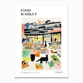 The Food Market In Tokyo 2 Illustration Poster Canvas Print