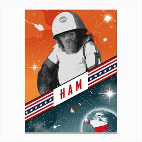 Ham, First chimp in space, USA, 1961 — Vintage space poster, retro space art Canvas Print