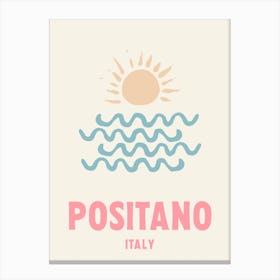 Positano, Italy, Graphic Style Poster 5 Canvas Print