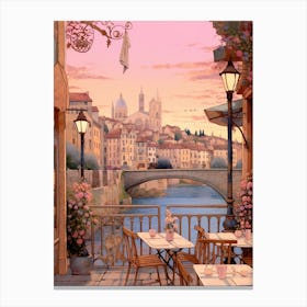 Nice France 2 Vintage Pink Travel Illustration Canvas Print