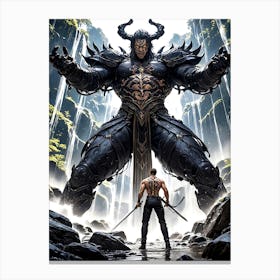 Barbarian Warrior vs Demon Art Print #9 Canvas Print