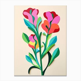 Cut Out Style Flower Art Sweet Pea 1 Canvas Print
