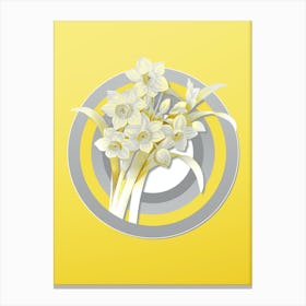 Botanical Chinese Sacred Lily in Gray and Yellow Gradient n.192 Canvas Print