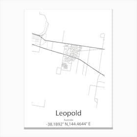 Leopold,Australia Minimalist Map Canvas Print