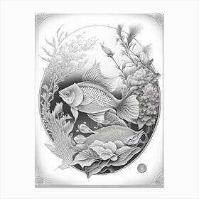 Hikari Utsuri Koi Fish Haeckel Style Illustastration Canvas Print