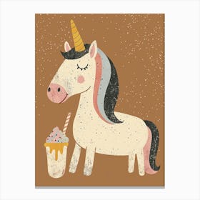 Unicorn Drinking A Rainbow Sprinkles Milkshake Uted Pastels 4 Canvas Print