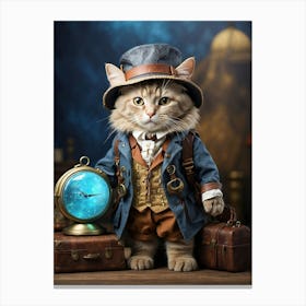 Steampunk Cat 5 Canvas Print