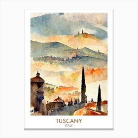 Tuscany Italy Watercolour Travel Canvas Print