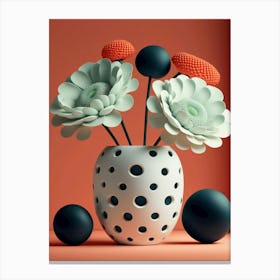 Polka vase with 3d flowers Canvas Print