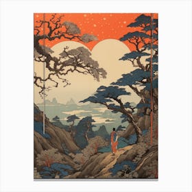 Mount Kurodake, Japan Vintage Travel Art 3 Canvas Print