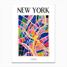 Flushing New York Colourful Silkscreen Illustration 3 Poster Canvas Print