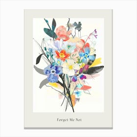 Forget Me Not 6 Collage Flower Bouquet Poster Canvas Print