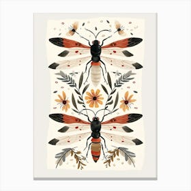 Colourful Insect Illustration Wasp 1 Canvas Print