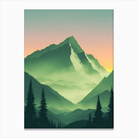 Misty Mountains Vertical Composition In Green Tone 121 Canvas Print