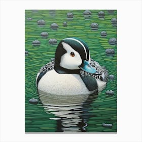 Ohara Koson Inspired Bird Painting Bufflehead 1 Canvas Print