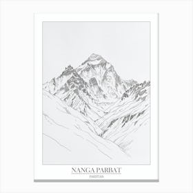 Nanga Parbat Pakistan Line Drawing 4 Poster Canvas Print