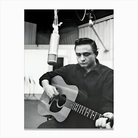 Johnny Cash Recording Canvas Print