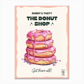Stack Of Strawberry Donuts The Donut Shop 0 Canvas Print
