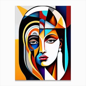 Abstract Geometric Cubism Woman Portrait Pablo Picasso Style (13) Canvas Print