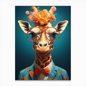 Giraffe With Glasses Canvas Print