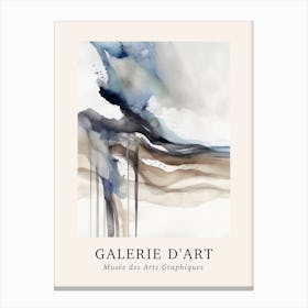 Galerie D'Art Abstract Watercolour Marble Blue And Grey 4 Canvas Print