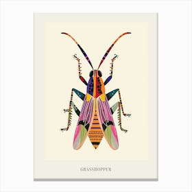 Colourful Insect Illustration Grasshopper 7 Poster Canvas Print