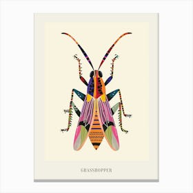 Colourful Insect Illustration Grasshopper 7 Poster Leinwandbild