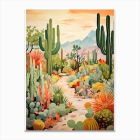 Orange Desert And Cactus 3 Canvas Print