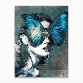 A Blue Butterfly Girl Canvas Print
