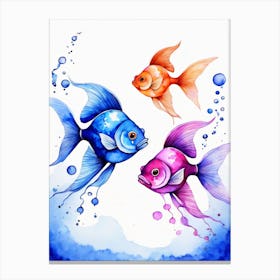 Twin Goldfish Watercolor Painting (54) Canvas Print