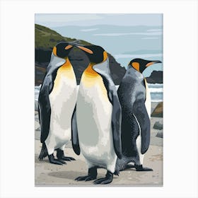 Emperor Penguin Boulders Beach Simons Town Minimalist Illustration 1 Canvas Print