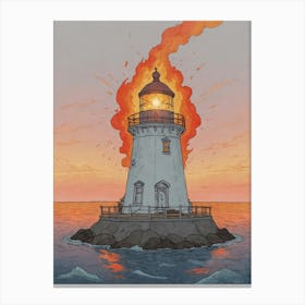 Lighthouse On Fire Canvas Print