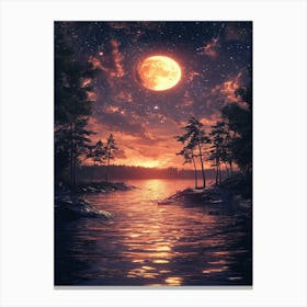 Full Moon Over The Water 4 Canvas Print