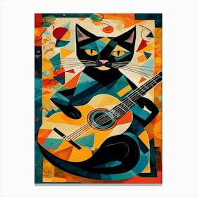 Cat With Guitar Inspired by Picasso Canvas Print