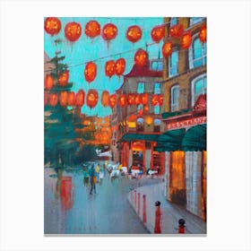 Crowded Streets Of Chinatown, London Canvas Print