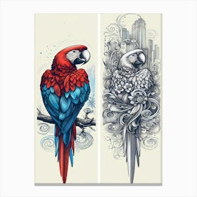 Squee Parrots Canvas Print