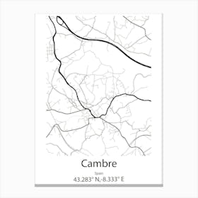 Cambre,Spain Minimalist Map Canvas Print